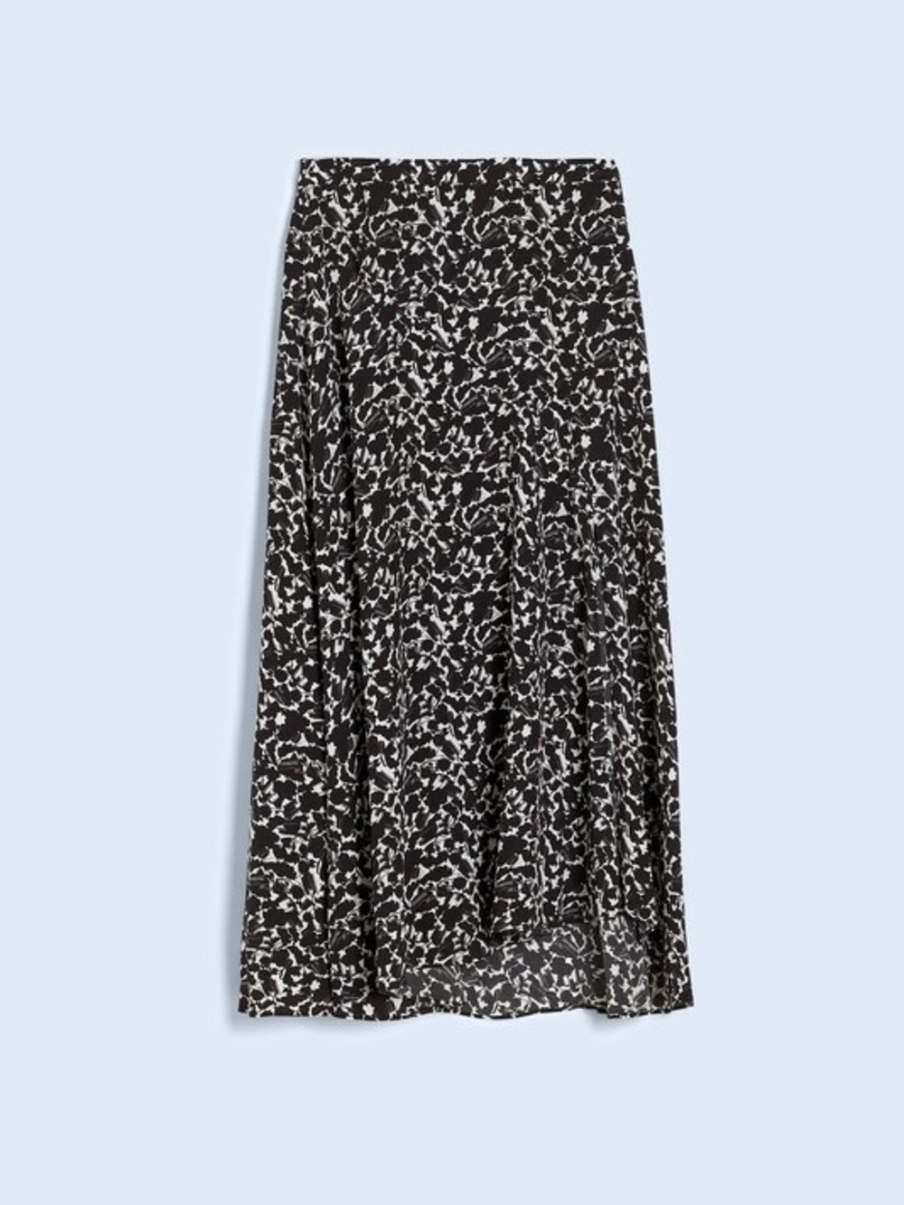 Side-Slit Midi Skirt in Floral Crepe